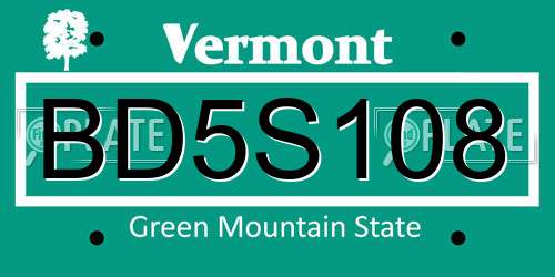 BD5S108 Vermont License Plate