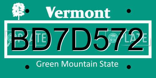 BD7D572 Vermont License Plate