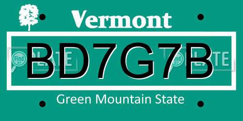 BD7G7B Vermont License Plate