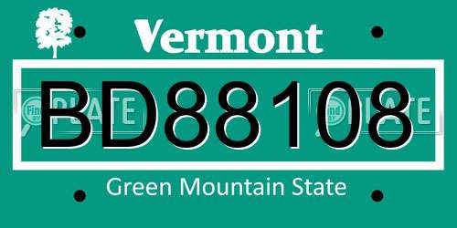 BD88108 Vermont License Plate