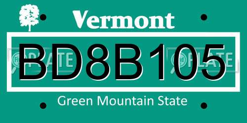 BD8B105 Vermont License Plate