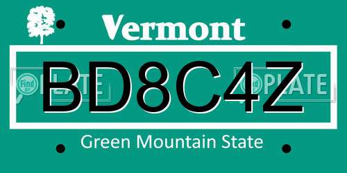 BD8C4Z Vermont License Plate