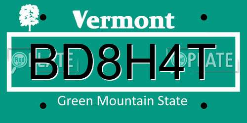 BD8H4T Vermont License Plate