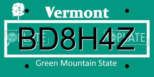 BD8H4Z Vermont License Plate