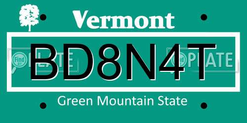BD8N4T Vermont License Plate