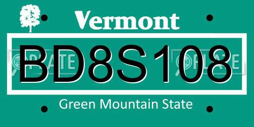 BD8S108 Vermont License Plate