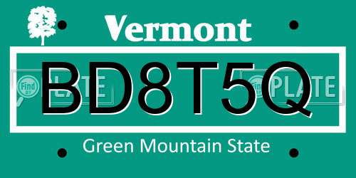 BD8T5Q Vermont License Plate