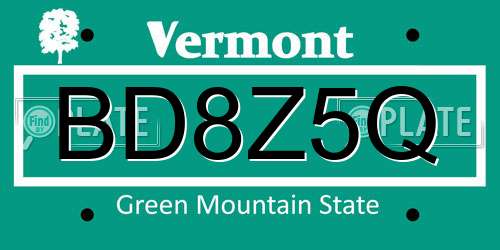 BD8Z5Q Vermont License Plate
