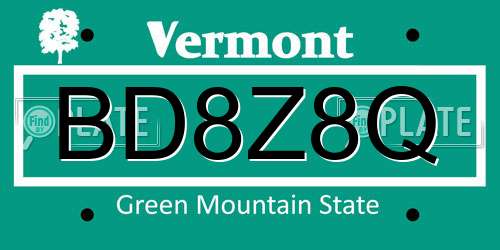 BD8Z8Q Vermont License Plate