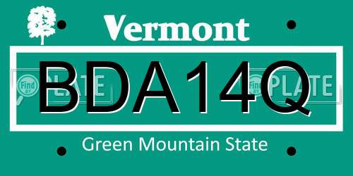 BDA14Q Vermont License Plate