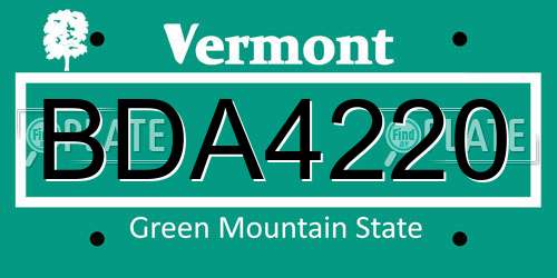 BDA4220 Vermont License Plate