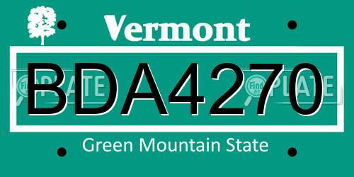BDA4270 Vermont License Plate