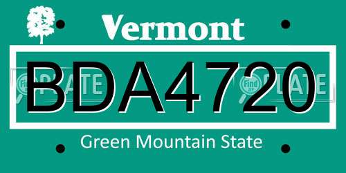 BDA4720 Vermont License Plate