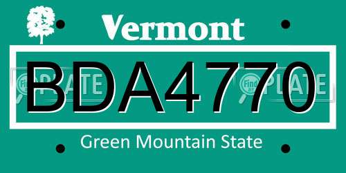 BDA4770 Vermont License Plate
