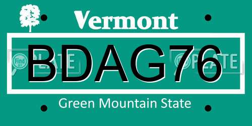 BDAG76 Vermont License Plate