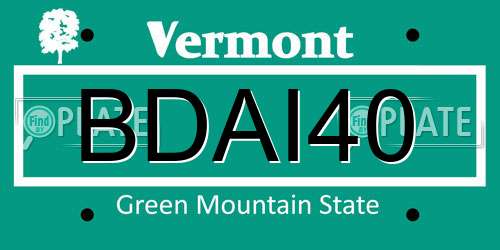 BDAI40 Vermont License Plate