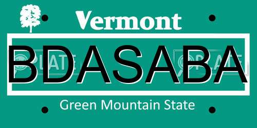 BDASABA Vermont License Plate