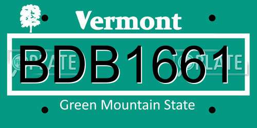 BDB1661 Vermont License Plate