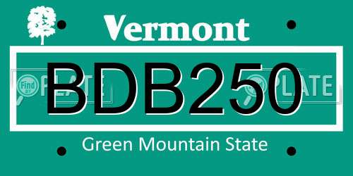 BDB250 Vermont License Plate