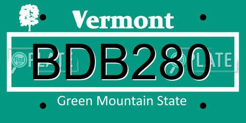 BDB280 Vermont License Plate