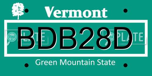 BDB28D Vermont License Plate