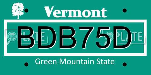 BDB75D Vermont License Plate