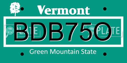 BDB75O Vermont License Plate