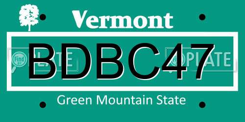 BDBC47 Vermont License Plate