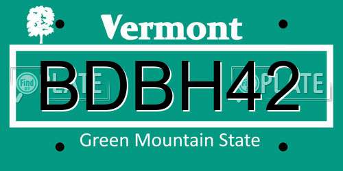 BDBH42 Vermont License Plate