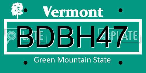 BDBH47 Vermont License Plate
