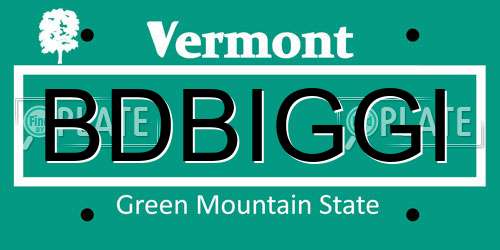 BDBIGGI Vermont License Plate