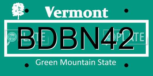 BDBN42 Vermont License Plate