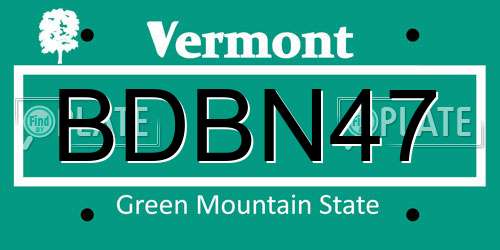 BDBN47 Vermont License Plate