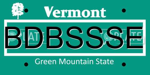 BDBSSSE Vermont License Plate