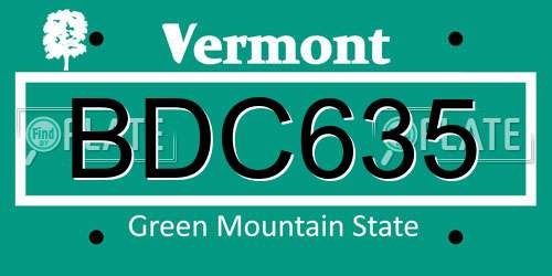 BDC635 Vermont License Plate