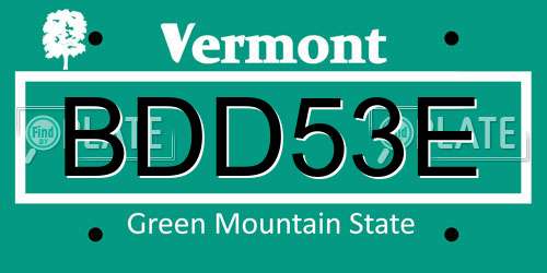 BDD53E Vermont License Plate