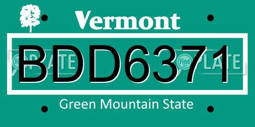 BDD6371 Vermont License Plate