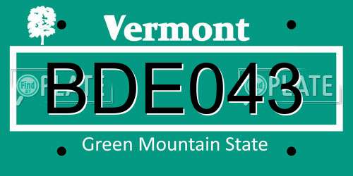 BDE043 Vermont License Plate