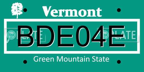 BDE04E Vermont License Plate