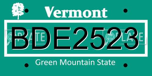 BDE2523 Vermont License Plate