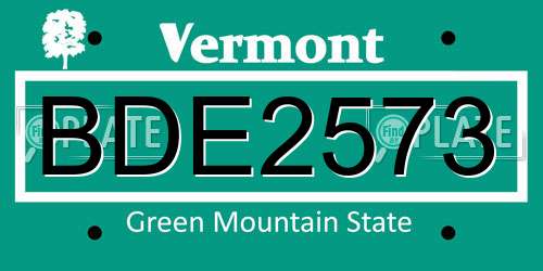 BDE2573 Vermont License Plate