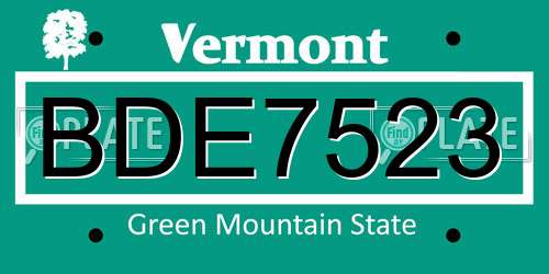 BDE7523 Vermont License Plate