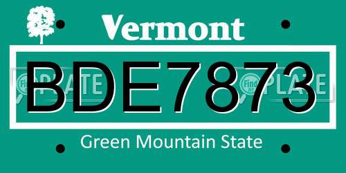 BDE7873 Vermont License Plate