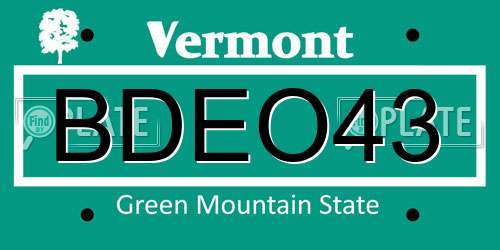 BDEO43 Vermont License Plate