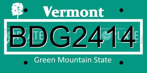 BDG2414 Vermont License Plate