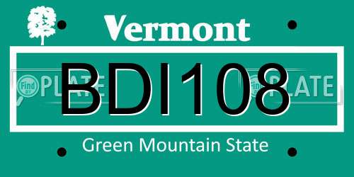 BDI108 Vermont License Plate