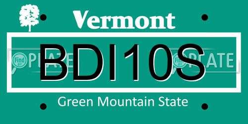 BDI10S Vermont License Plate