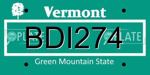 BDI274 Vermont License Plate