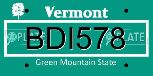 BDI578 Vermont License Plate
