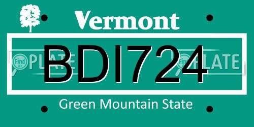BDI724 Vermont License Plate